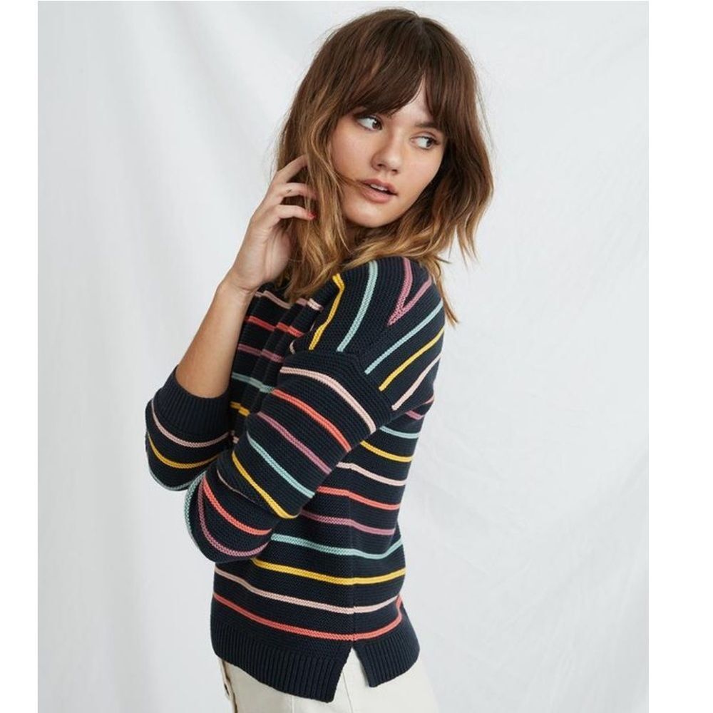 Marine Layer Nina Crewneck Cotton Striped Sweater Size XS